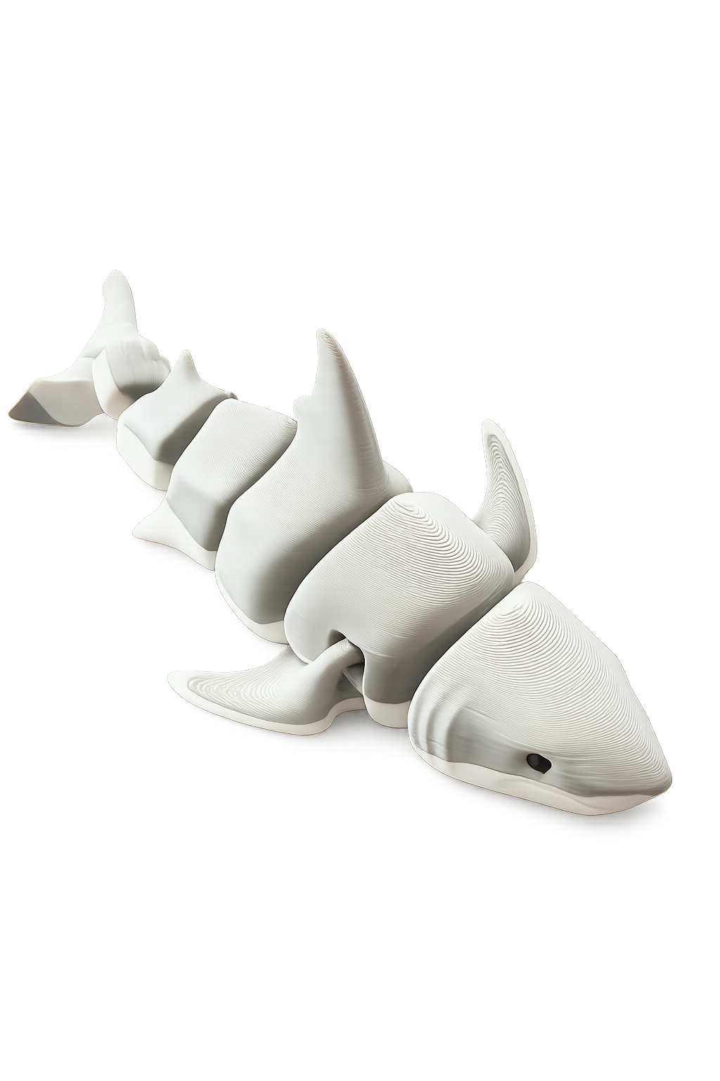 Articulated Shark Fidget Toy – Flexible 3D Printed Ocean Animal Desk Companion 3D Printed Articulated Shark – Flexible