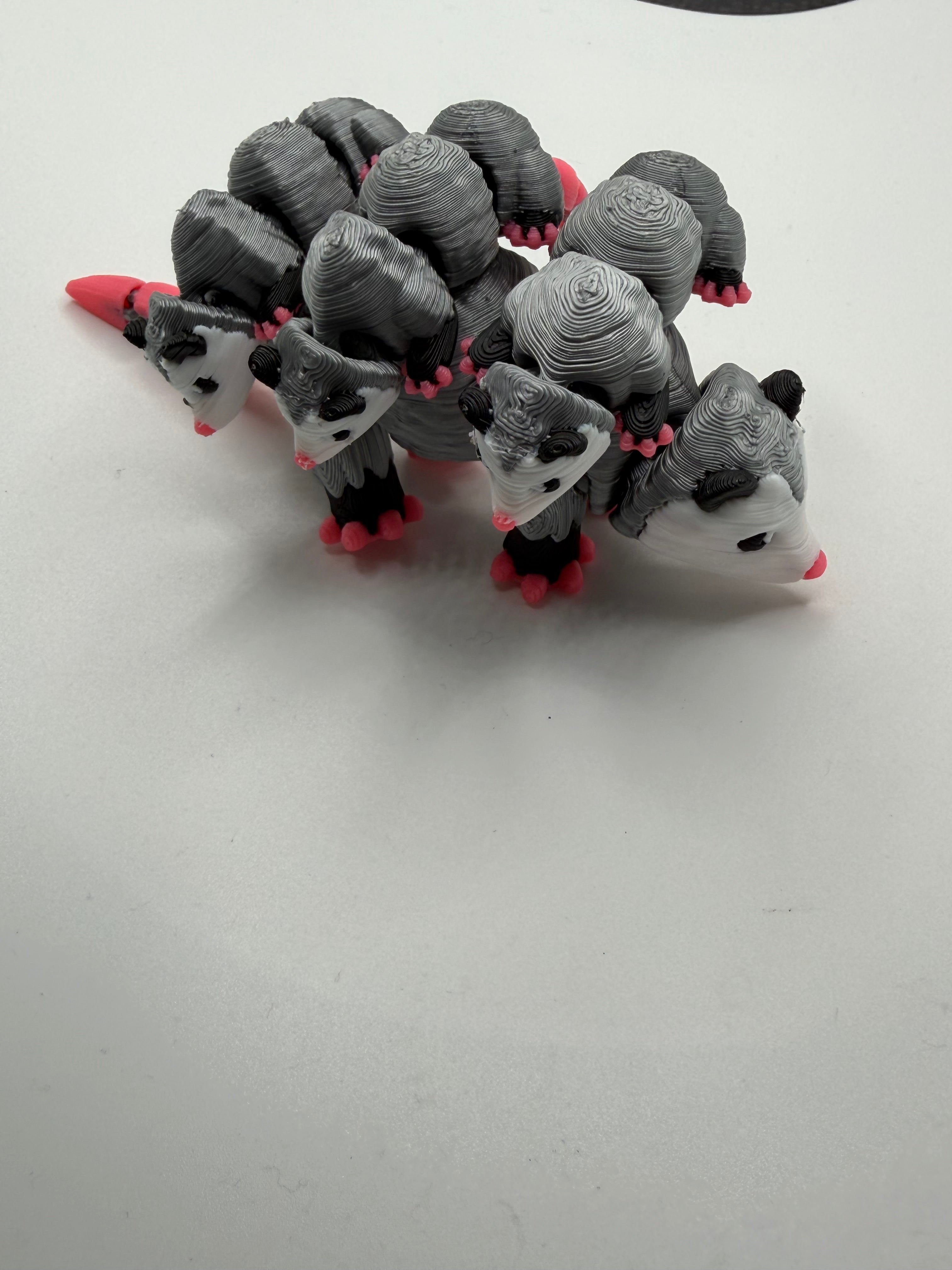 3D Printed Articulated Opossum Mom & Babies Refrigerator Magnet, Cute Animal Decor Magnet