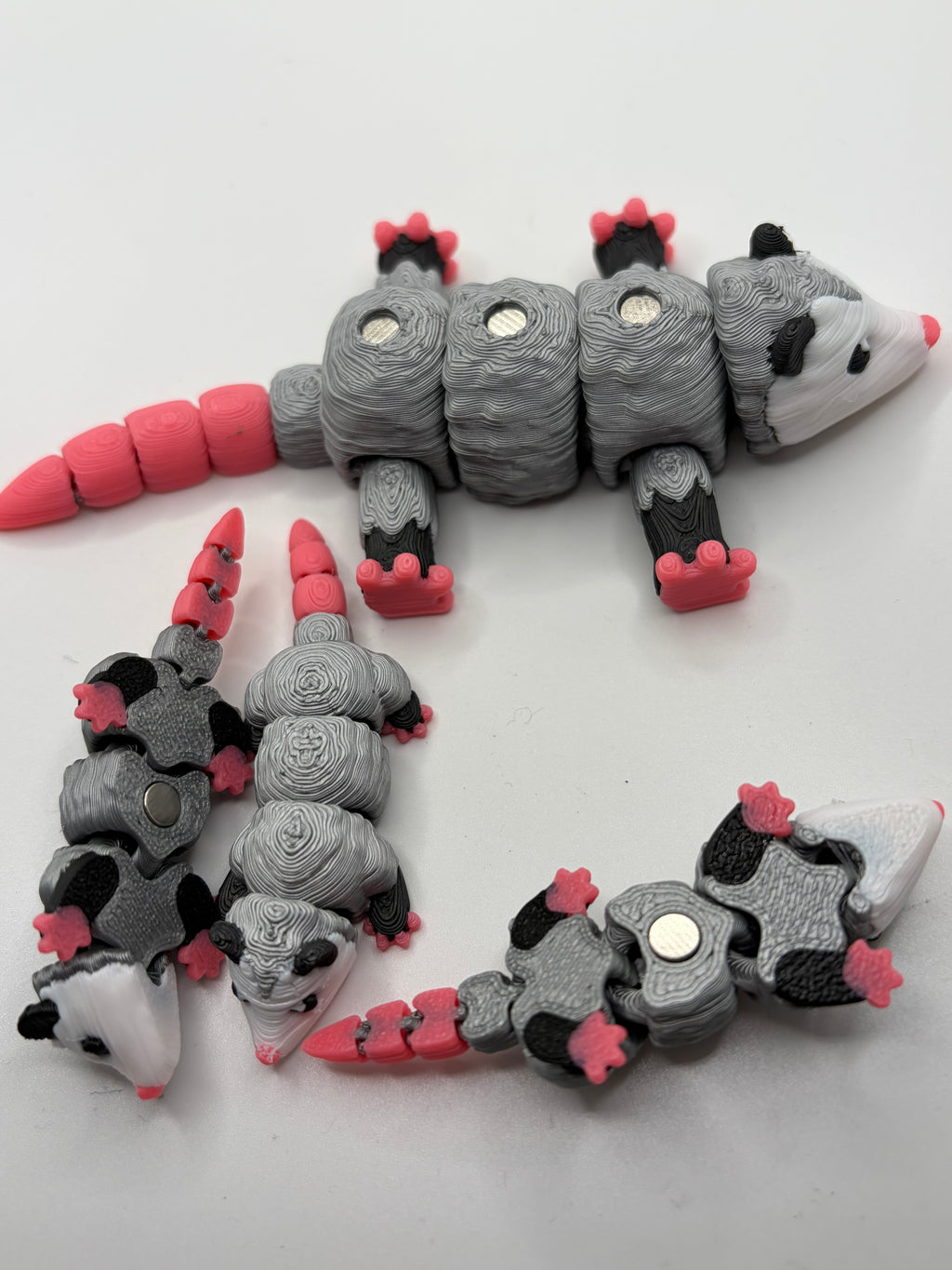 3D Printed Articulated Opossum Mom & Babies Refrigerator Magnet, Cute Animal Decor Magnet
